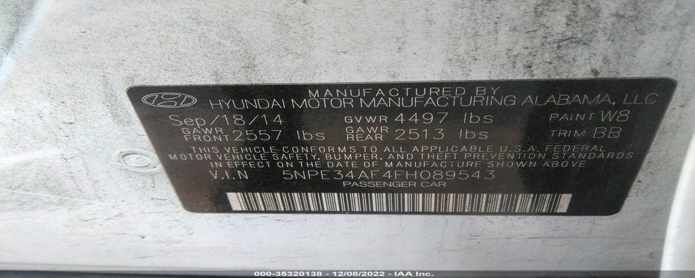 5NPE34AF4FH089543 2015 HYUNDAI SONATA photo no. 9