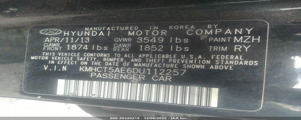 KMHCT5AE6DU112257 2013 HYUNDAI ACCENT photo no. 9