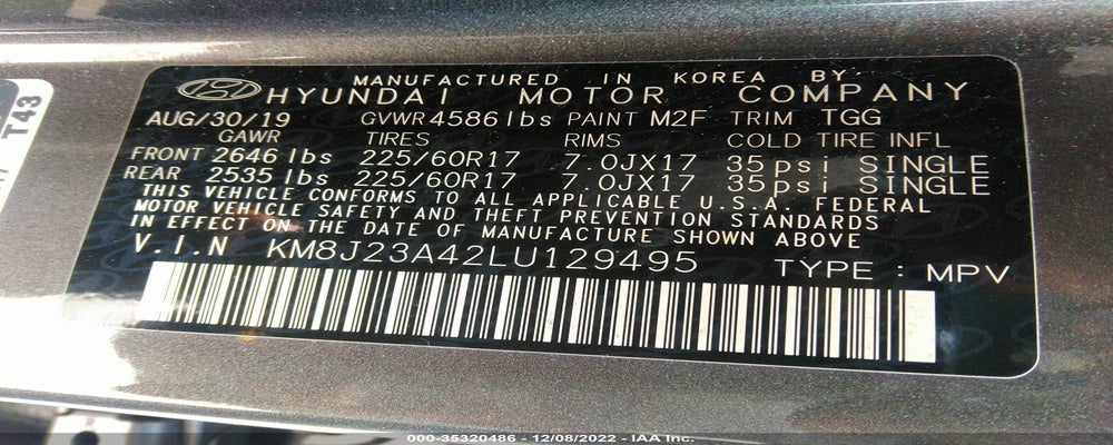 KM8J23A42LU129495 2020 HYUNDAI TUCSON photo no. 9