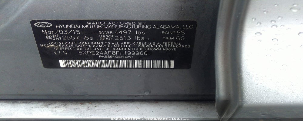 5NPE24AF8FH199966 2015 HYUNDAI SONATA photo no. 9