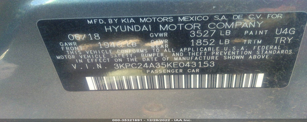 3KPC24A35KE043153 2019 HYUNDAI ACCENT photo no. 9