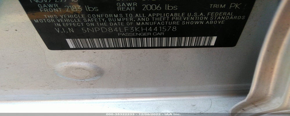 5NPD84LF3KH441578 2019 HYUNDAI ELANTRA photo no. 9