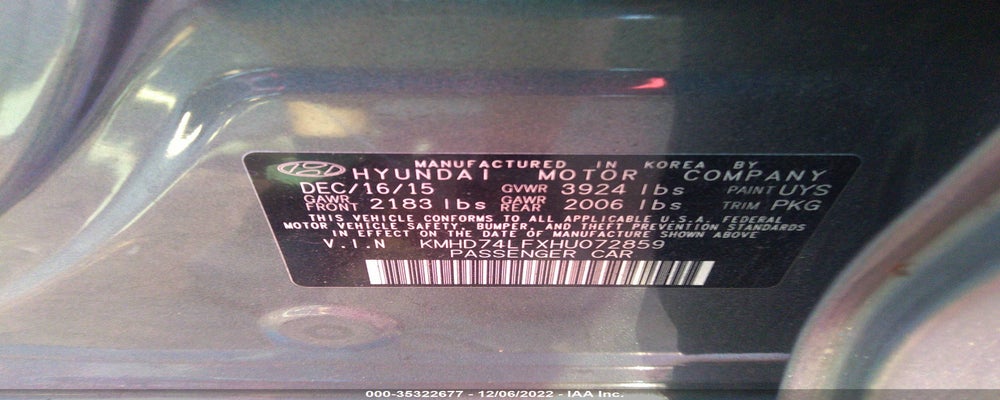 KMHD74LFXHU072859 2017 HYUNDAI ELANTRA photo no. 9
