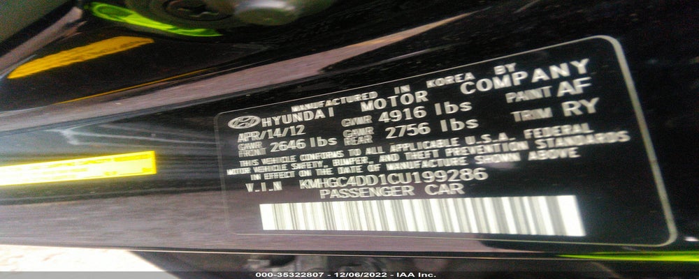 KMHGC4DD1CU199286 2012 HYUNDAI GENESIS photo no. 9