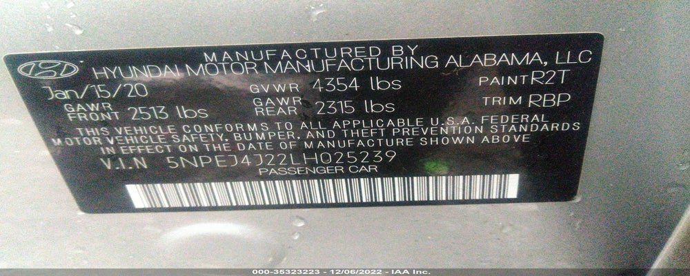 5NPEJ4J22LH025239 2020 HYUNDAI SONATA photo no. 9