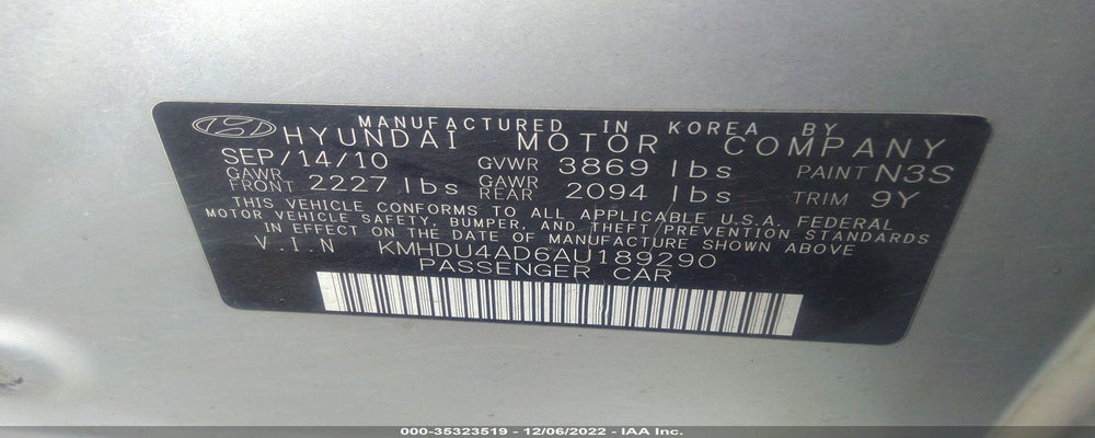 KMHDU4AD6AU189290 2010 HYUNDAI ELANTRA photo no. 9