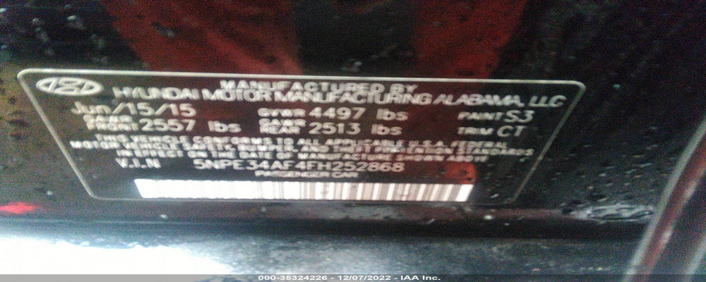 5NPE34AF4FH252868 2015 HYUNDAI SONATA photo no. 9