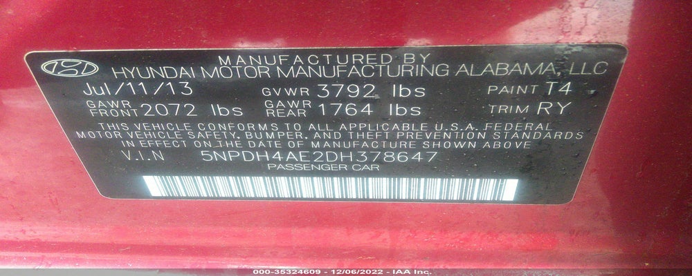 5NPDH4AE2DH378647 2013 HYUNDAI ELANTRA photo no. 9
