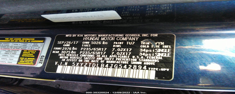 5XYZTDLB4JG542894 2018 HYUNDAI SANTA FE SPORT photo no. 9