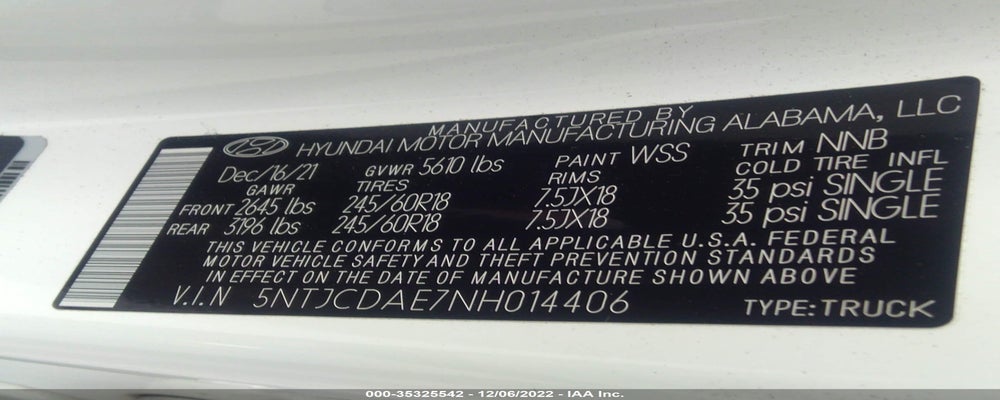 5NTJCDAE7NHO14406 2022 HYUNDAI SANTA CRUZ photo no. 9