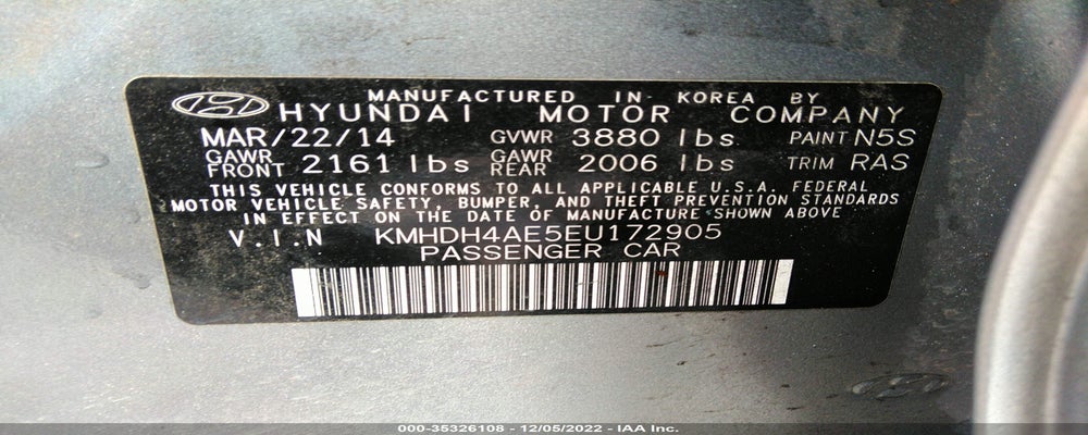 KMHDH4AE5EU172905 2014 HYUNDAI ELANTRA photo no. 9