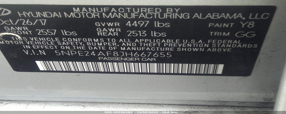 5NPE24AF8JH667655 2018 HYUNDAI SONATA photo no. 9
