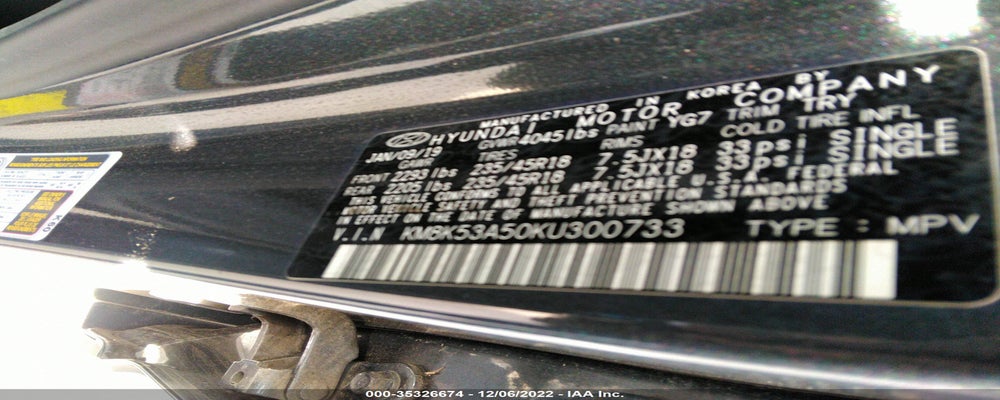 KM8K53A50KU300733 2019 HYUNDAI KONA photo no. 9