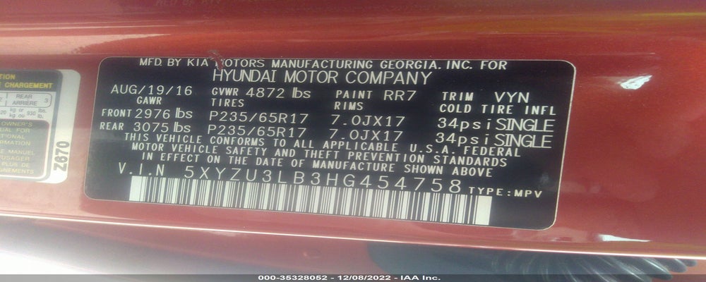 5XYZU3LB3HG454758 2017 HYUNDAI SANTA FE SPORT photo no. 9