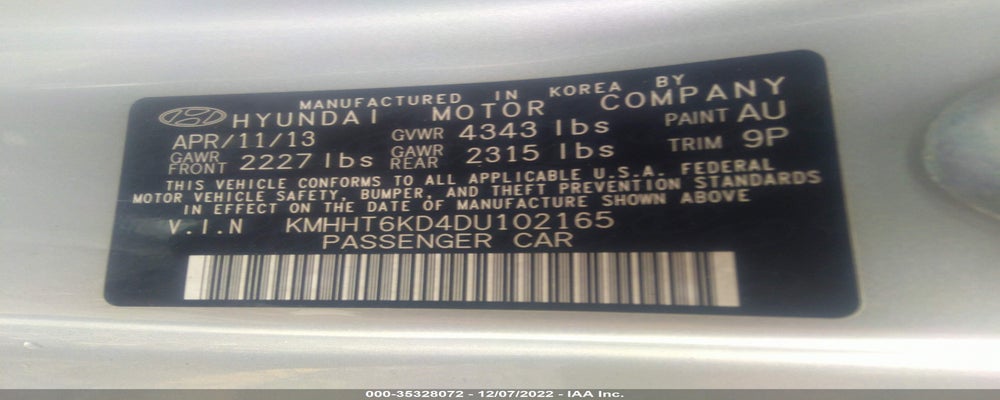 KMHHT6KD4DU102165 2013 HYUNDAI GENESIS COUPE photo no. 9