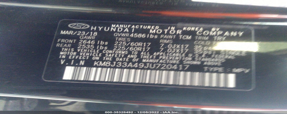 KM8J33A49JU720417 2018 HYUNDAI TUCSON photo no. 9