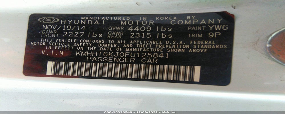 KMHHT6KJ0FU125841 2015 HYUNDAI GENESIS COUPE photo no. 9