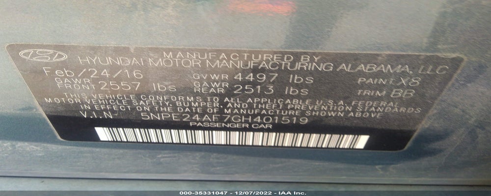 5NPE24AF7GH401519 2016 HYUNDAI SONATA photo no. 9