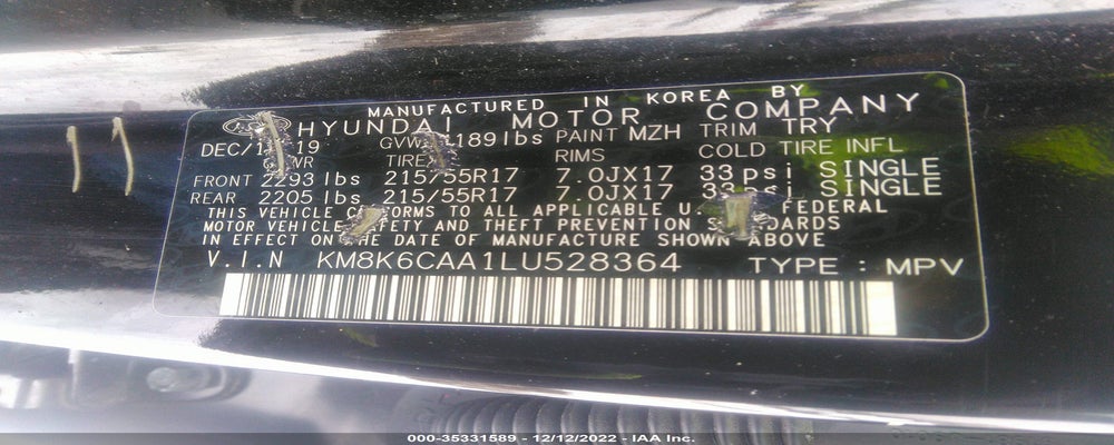 KM8K6CAA1LU528364 2020 HYUNDAI KONA photo no. 9