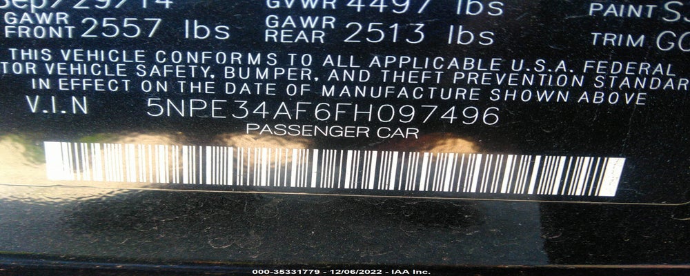 5NPE34AF6FH097496 2015 HYUNDAI SONATA photo no. 9