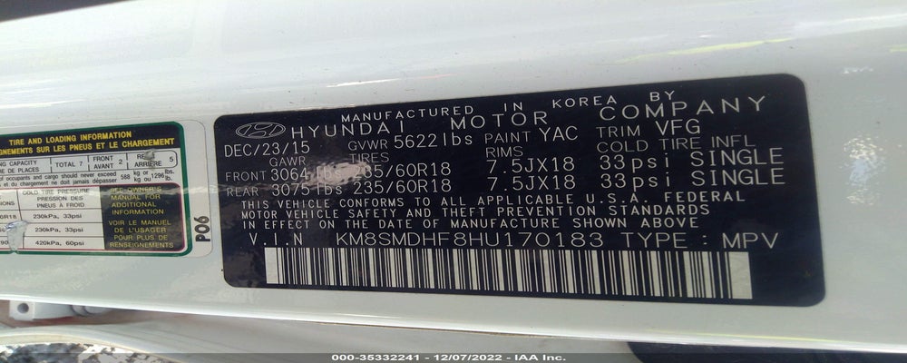 KM8SMDHF8HU170183 2017 HYUNDAI SANTA FE photo no. 9