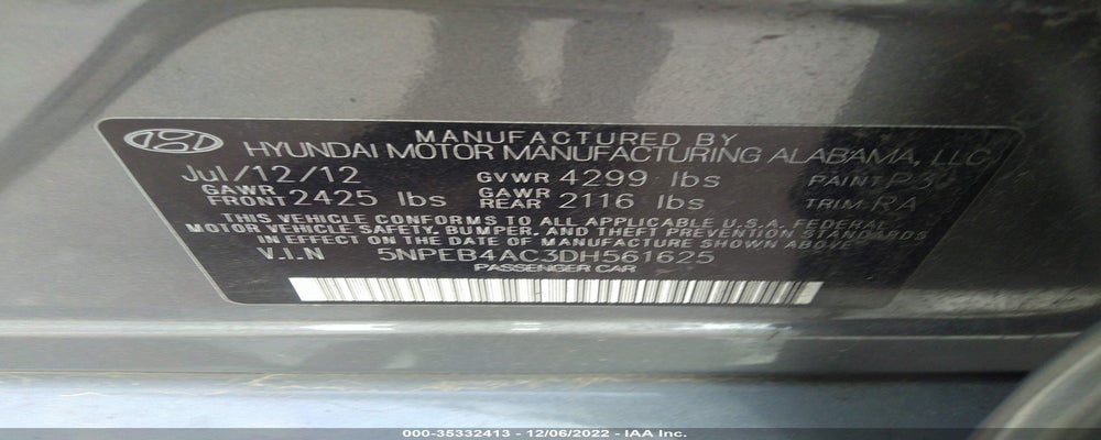 5NPEB4AC3DH561625 2013 HYUNDAI SONATA photo no. 9