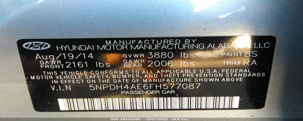 5NPDH4AE6FH577087 2015 HYUNDAI ELANTRA photo no. 9