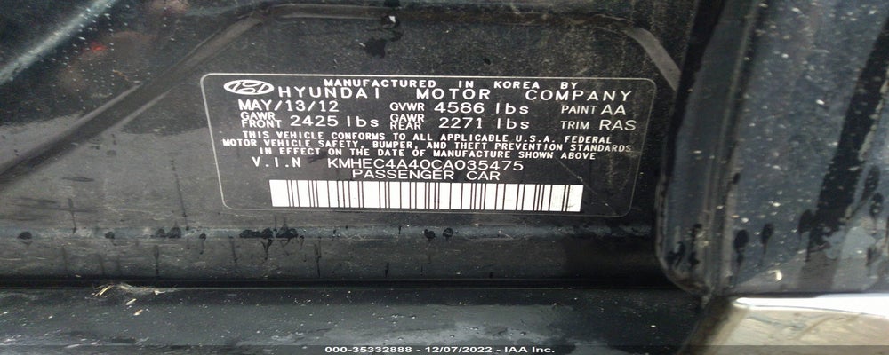 KMHEC4A40CA035475 2012 HYUNDAI SONATA photo no. 9