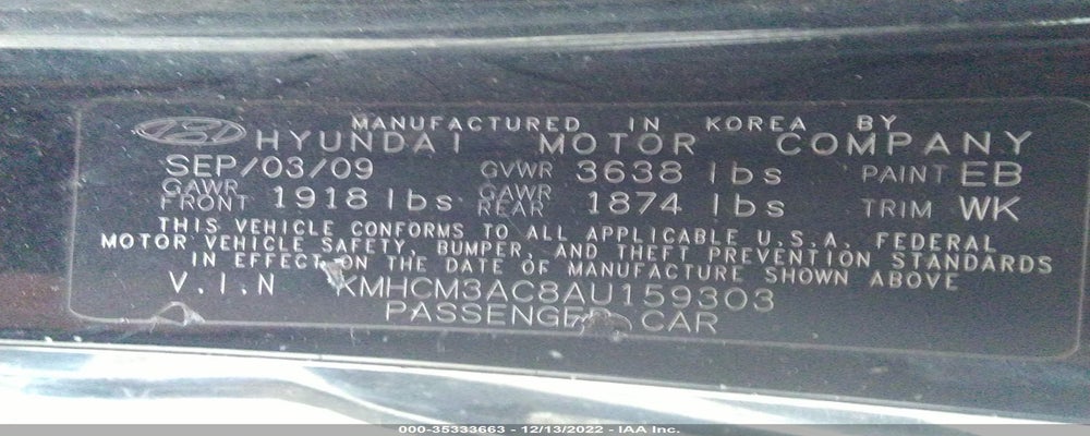 KMHCM3AC8AU159303 2010 HYUNDAI ACCENT photo no. 9
