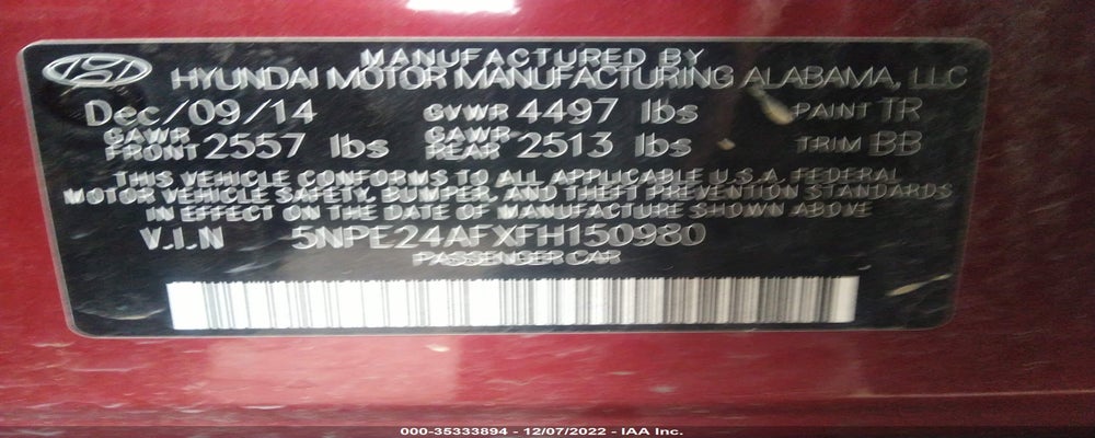 5NPE24AFXFH150980 2015 HYUNDAI SONATA photo no. 9