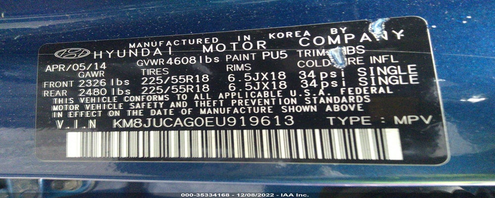 KM8JUCAG0EU919613 2014 HYUNDAI TUCSON photo no. 9