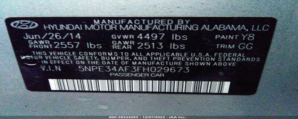 5NPE34AF3FH029673 2015 HYUNDAI SONATA photo no. 9