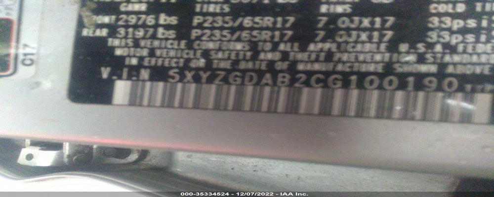 5XYZGDAB2CG100190 2012 HYUNDAI SANTA FE photo no. 9