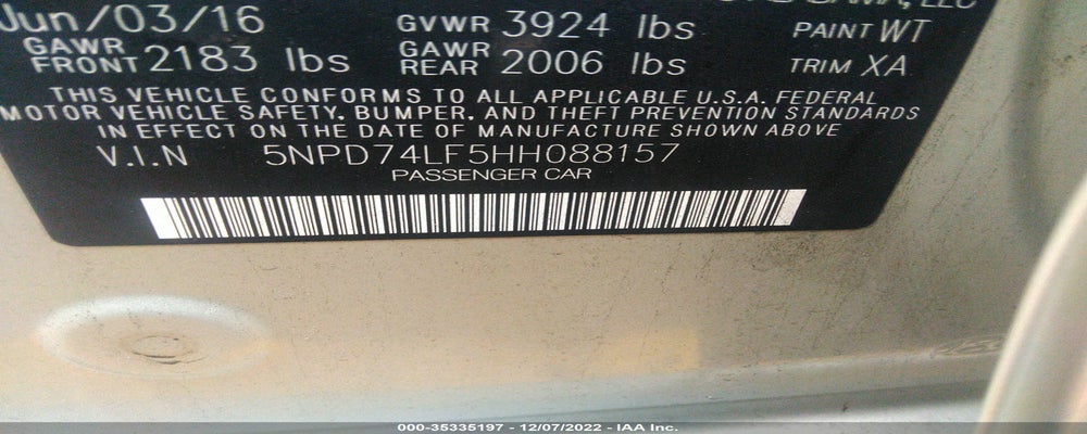5NPD74LF5HH088157 2017 HYUNDAI ELANTRA photo no. 9
