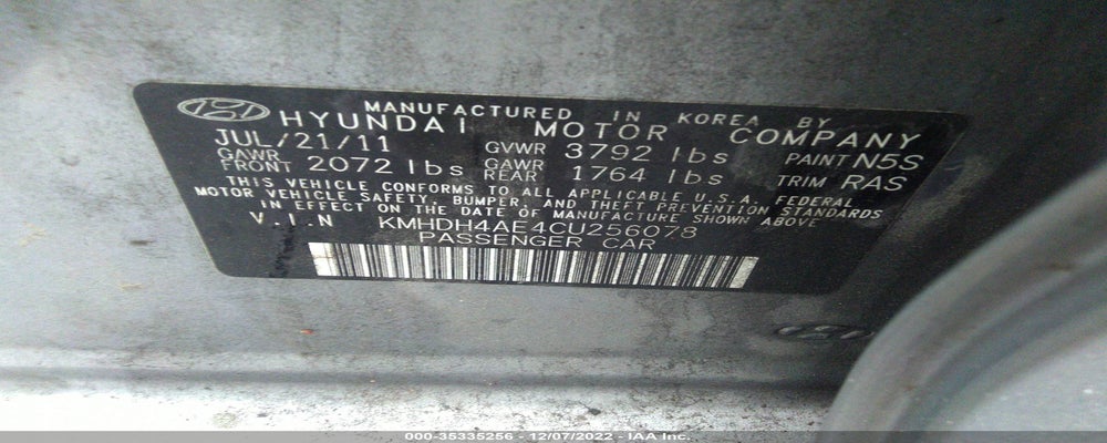 KMHDH4AE4CU256078 2012 HYUNDAI ELANTRA photo no. 9