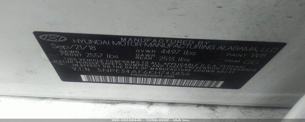 5NPE34AF6KH743856 2019 HYUNDAI SONATA photo no. 9