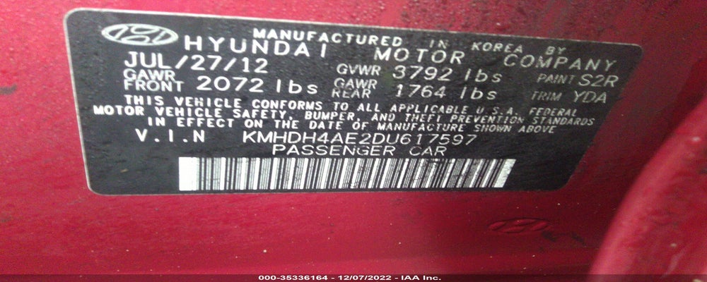 KMHDH4AE2DU617597 2013 HYUNDAI ELANTRA photo no. 9