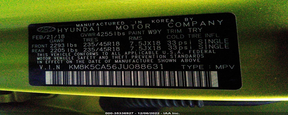 KM8K5CA56JU088631 2018 HYUNDAI KONA photo no. 9