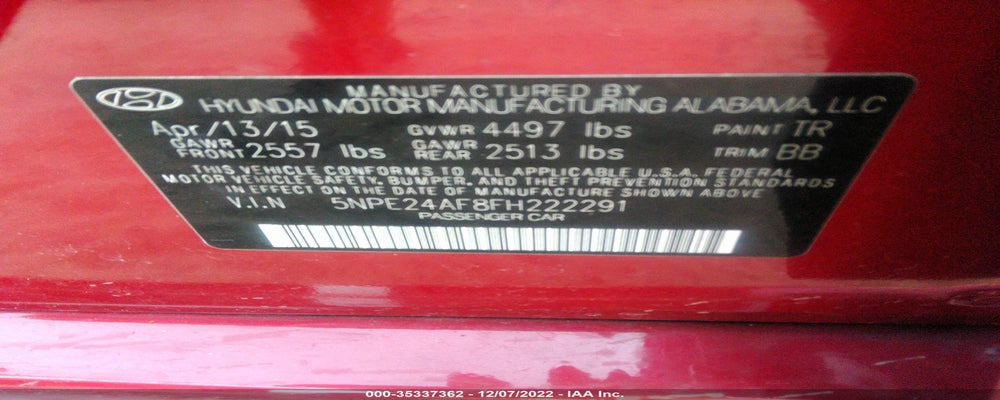 5NPE24AF8FH222291 2015 HYUNDAI SONATA photo no. 9