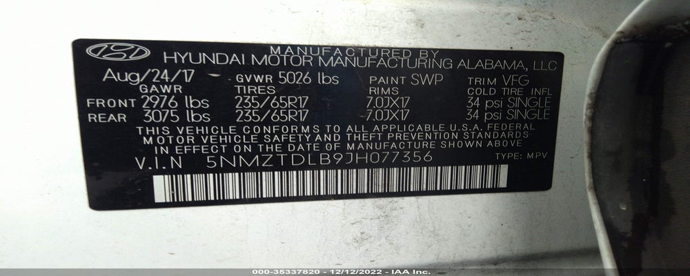 5NMZTDLB9JH077356 2018 HYUNDAI SANTA FE SPORT photo no. 9