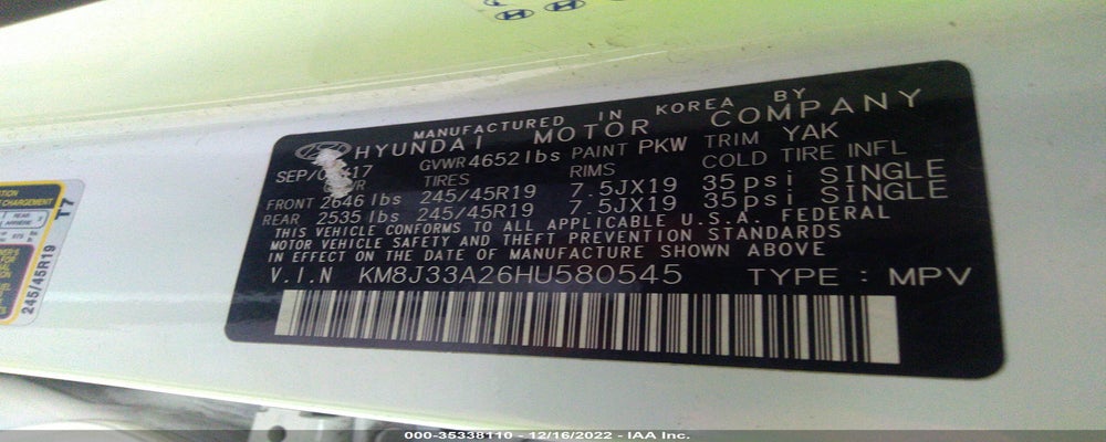 KM8J33A26HU580545 2017 HYUNDAI TUCSON photo no. 9