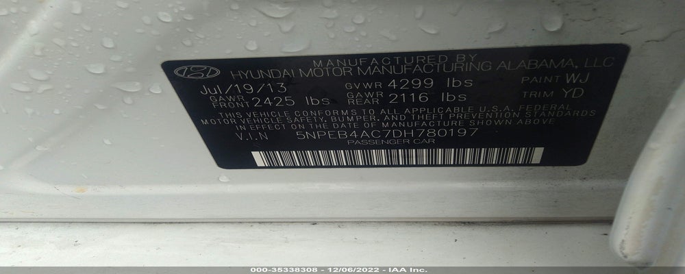 5NPEB4AC7DH780197 2013 HYUNDAI SONATA photo no. 9