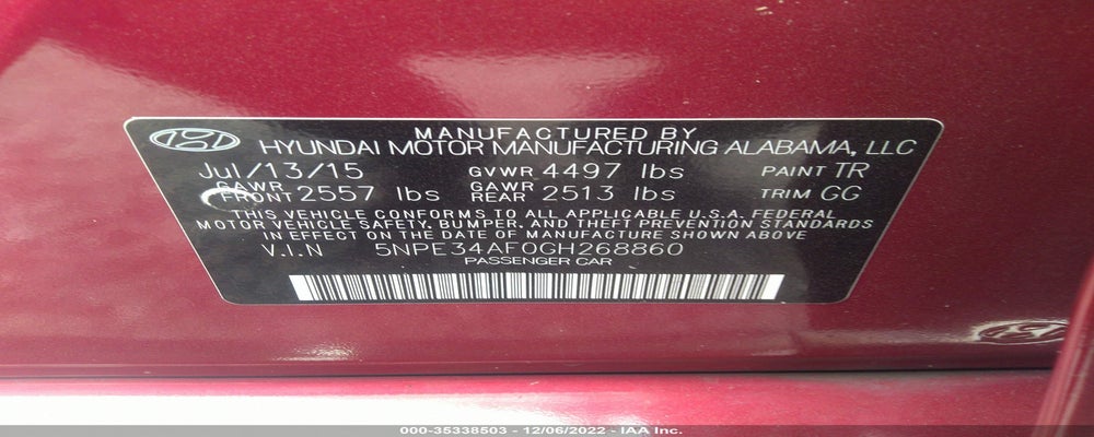 5NPE34AF0GH268860 2016 HYUNDAI SONATA photo no. 9