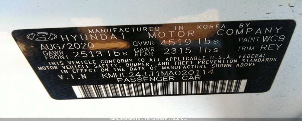 KMHL24JJ1MA020114 2021 HYUNDAI SONATA photo no. 9
