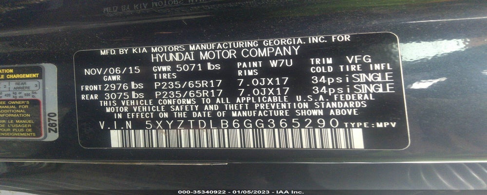 5XYZTDLB6GG365290 2016 HYUNDAI SANTA FE SPORT photo no. 9