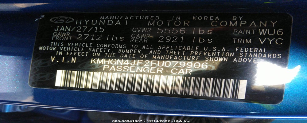KMHGN4JF2FU079906 2015 HYUNDAI GENESIS photo no. 9
