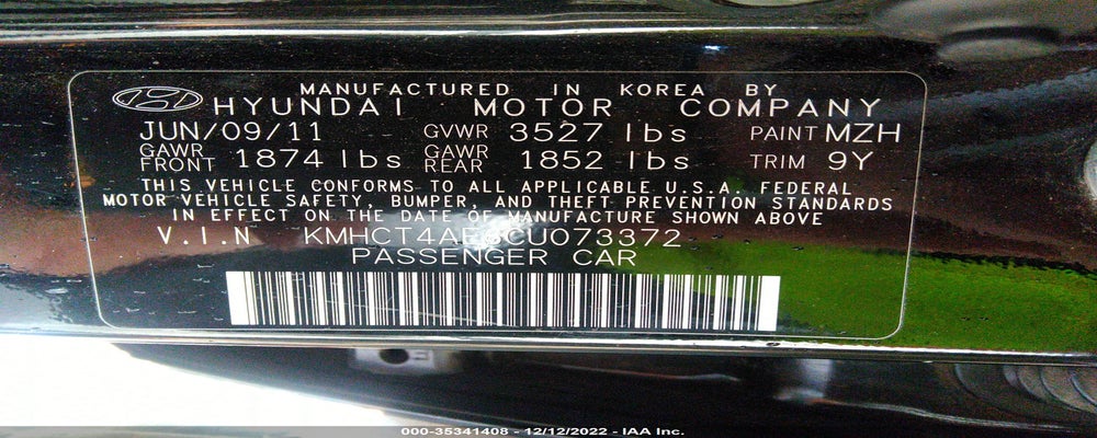 KMHCT4AE6CU073372 2012 HYUNDAI ACCENT photo no. 9