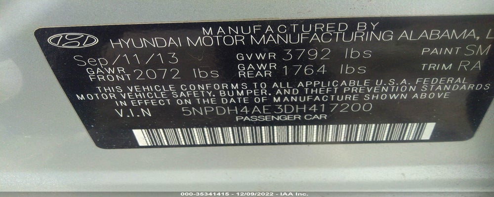 5NPDH4AE3DH417200 2013 HYUNDAI ELANTRA photo no. 9