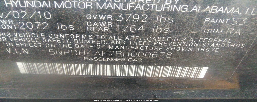 5NPDH4AE2BH000678 2011 HYUNDAI ELANTRA photo no. 9