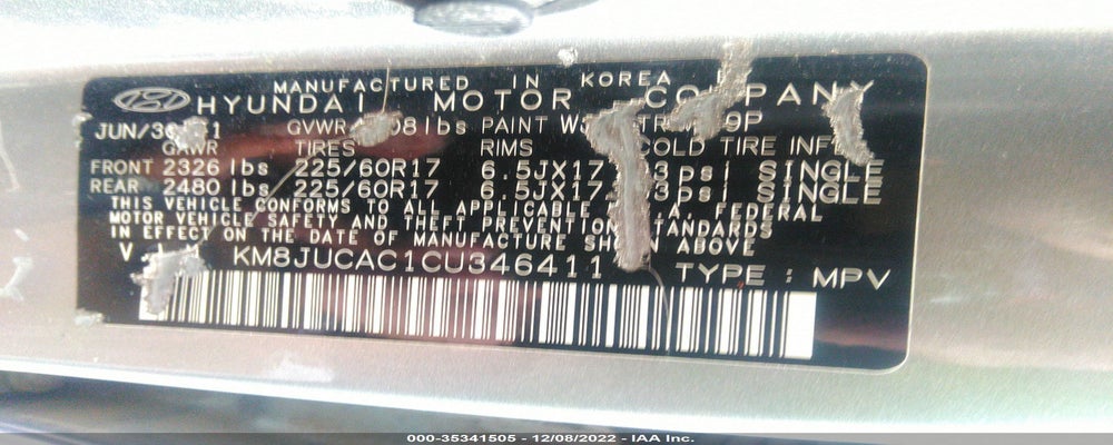 KM8JUCAC1CU346411 2012 HYUNDAI TUCSON photo no. 9